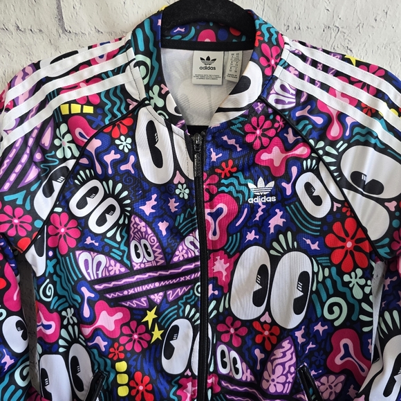 Adidas X Hattie Stewart Superstar Track Jacket Eyes Doodle Colorful Full Zip XS - Picture 3 of 12